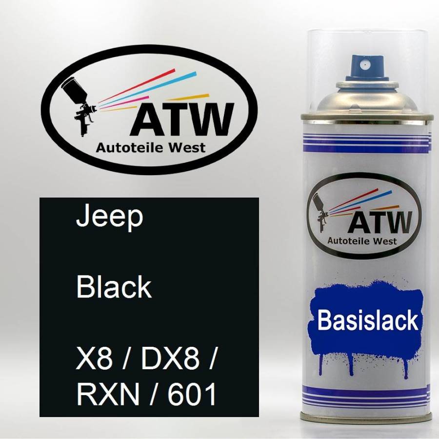 Jeep, Black, X8 / DX8 / RXN / 601: 400ml Sprühdose, von ATW Autoteile West.